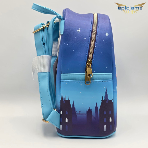 Loungefly Disney Peter Pan Night Flight Tinker Bell Blue Mini Backpack Bag New - Picture 4 of 5